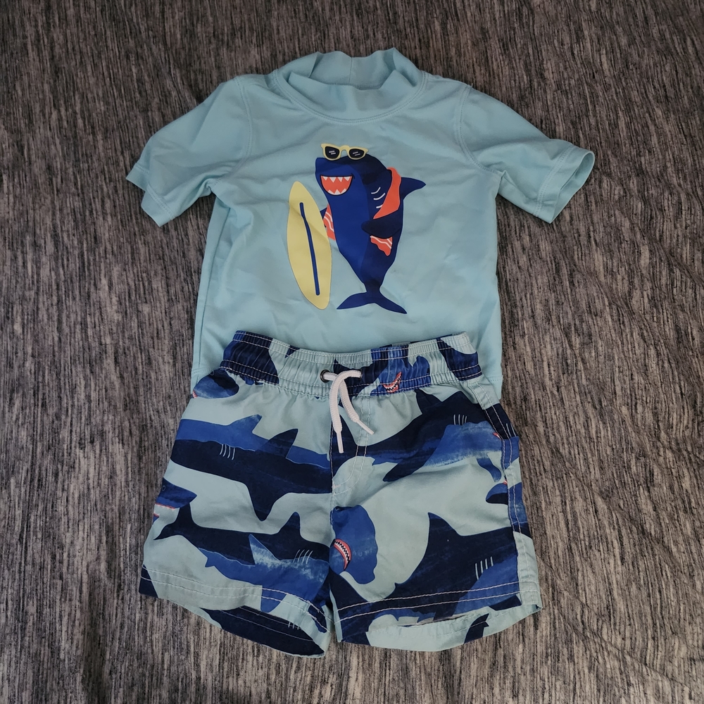 Carter's Shark Surf Rashguard Set